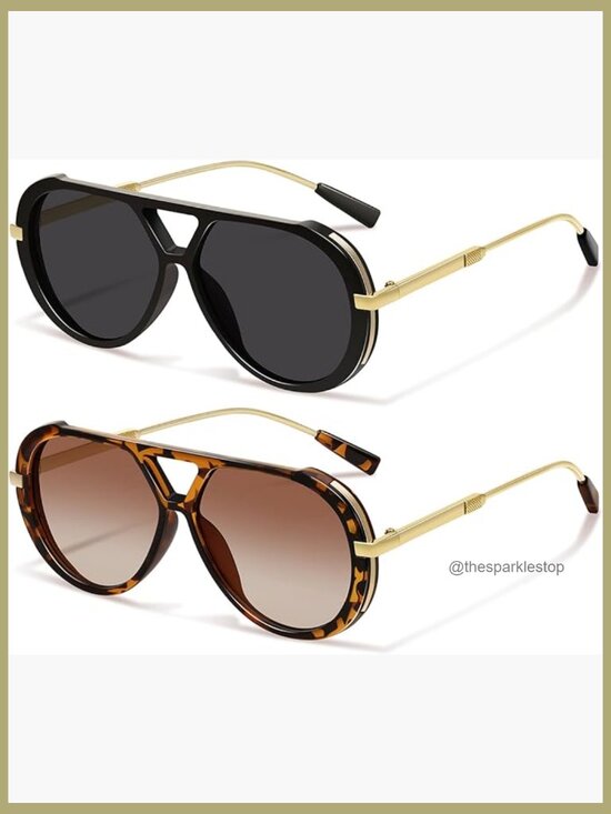 Retro Gold Aviator Sunglasses Metal Frame Large UV400 Protection main image 4